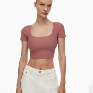Sculpt Knit Squareneck Top - blush pink